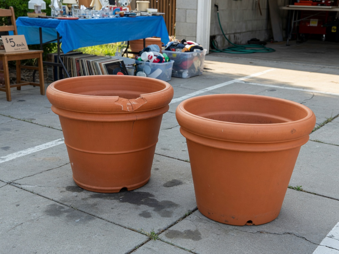 Two terra cotta planter pots
