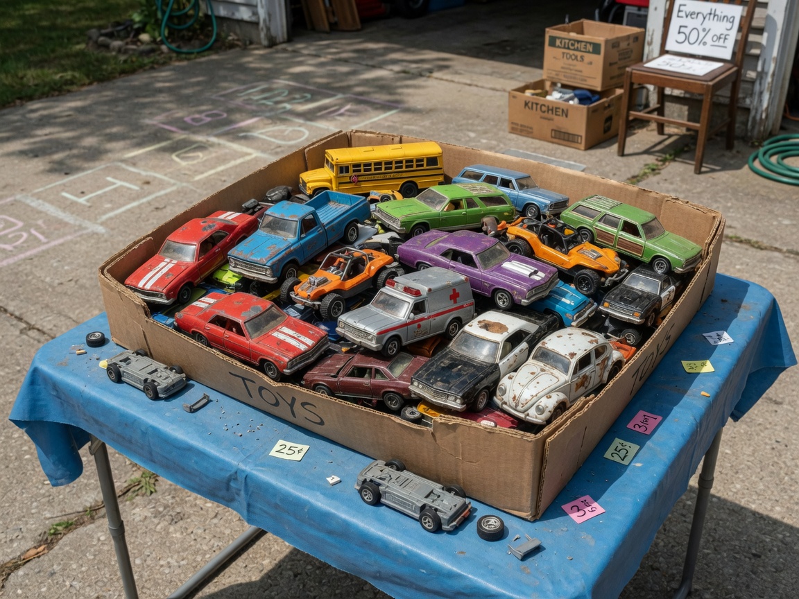 Bin of toy cars